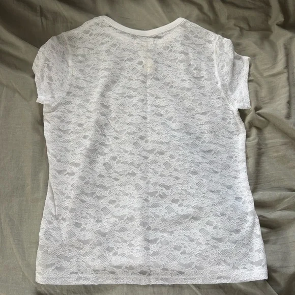 Aerie White Lace Short Sleeve Tee - Picture 2 of 3